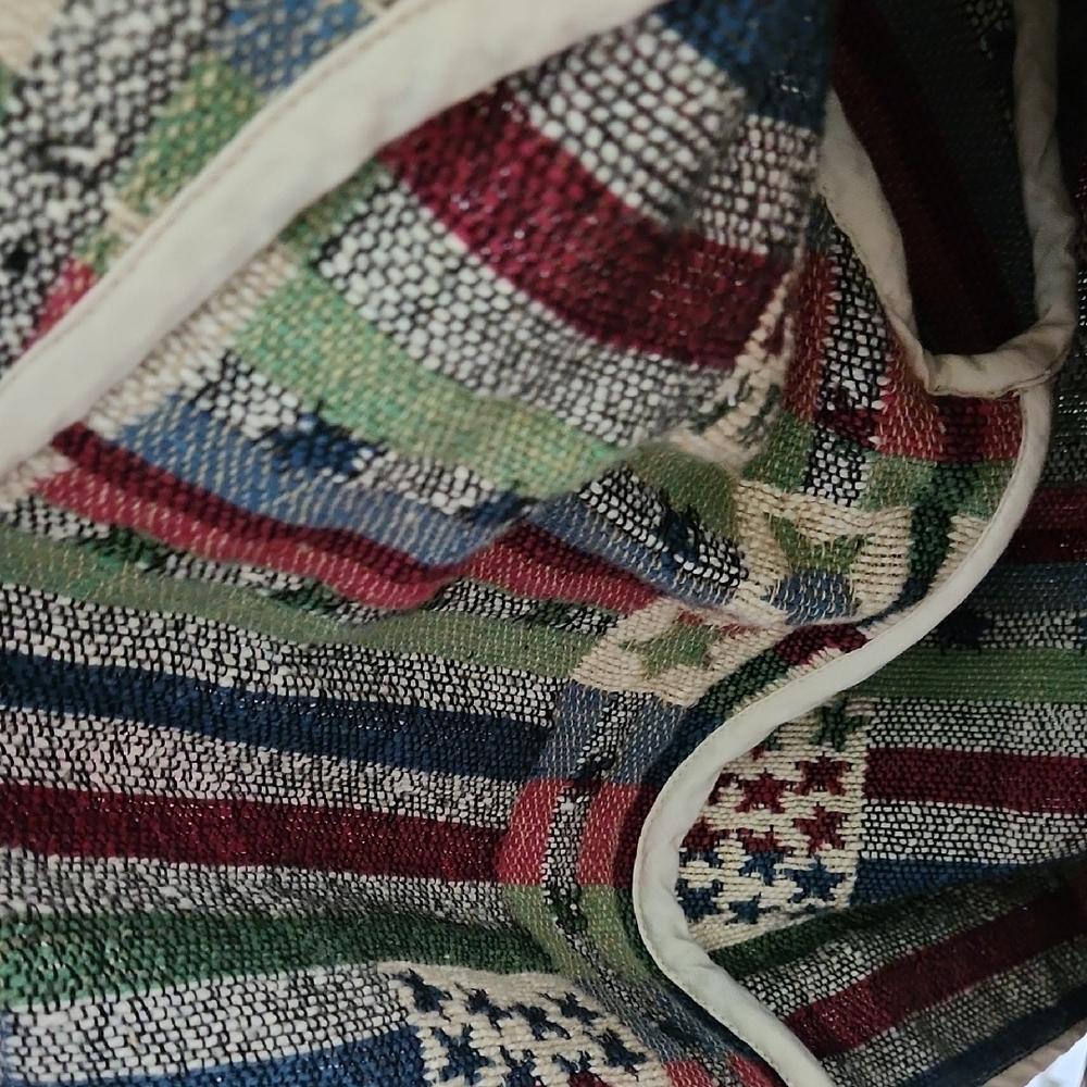 New Directions Vintage Americana Flag Cropped Cotton Tapestry Jacket - Picture 11 of 12
